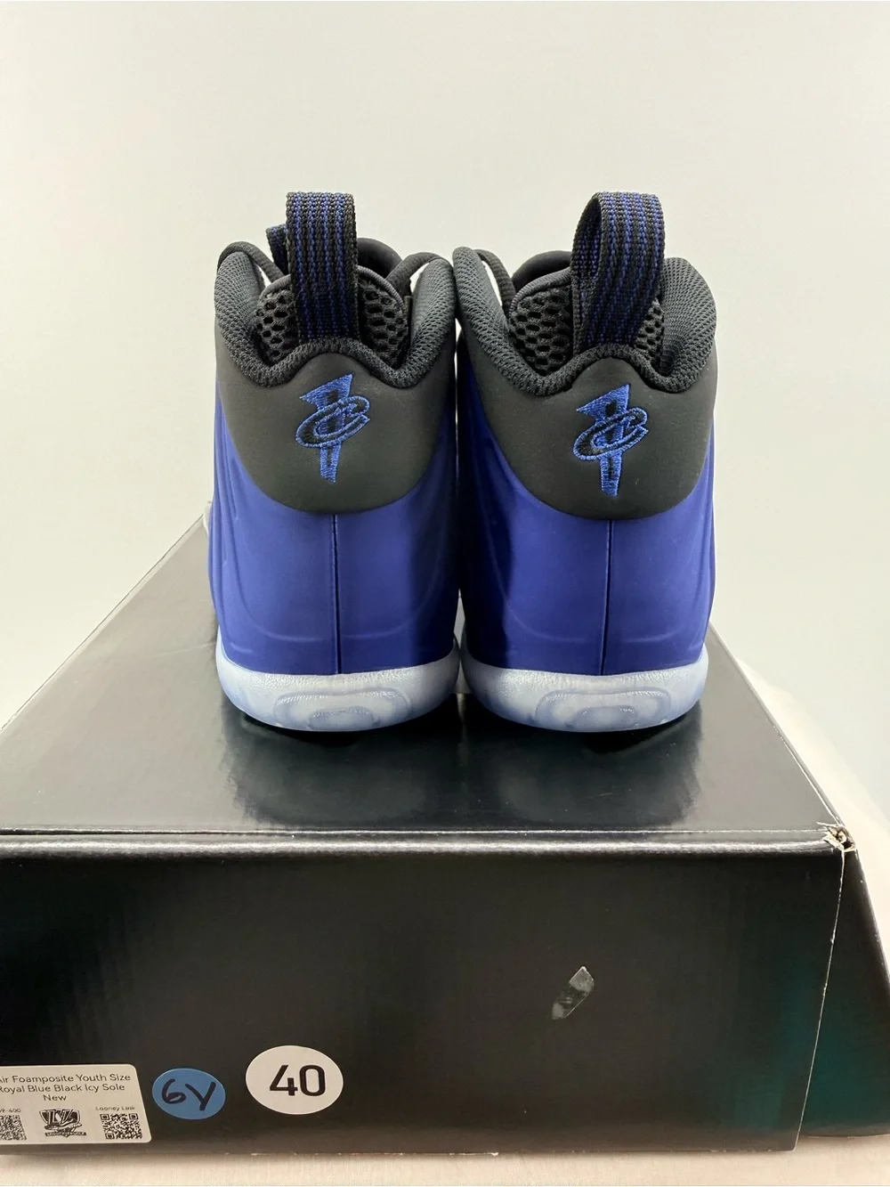 Nike Air Foamposite Youth Size 6Y Royal Blue Black Icy Sole New